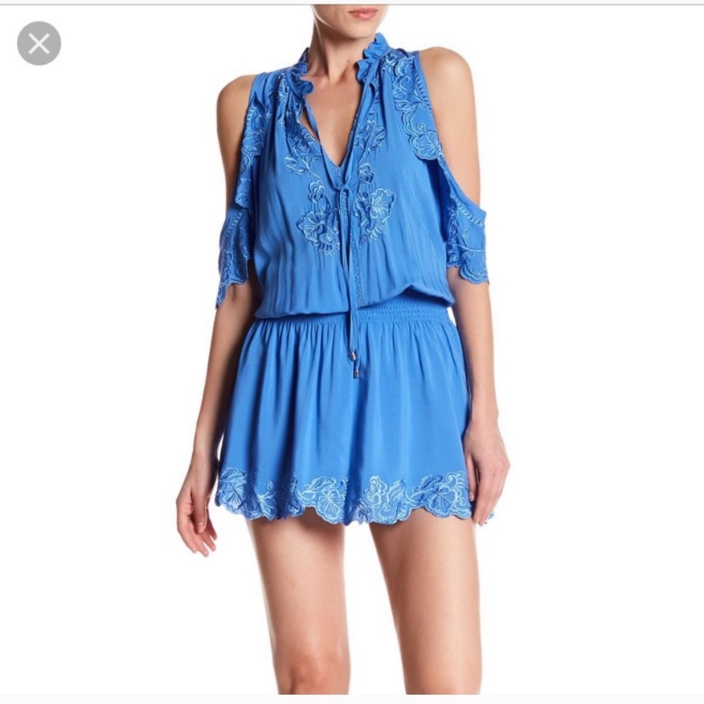 Parker Bluejay Embroidered Cold Shoulder Dress